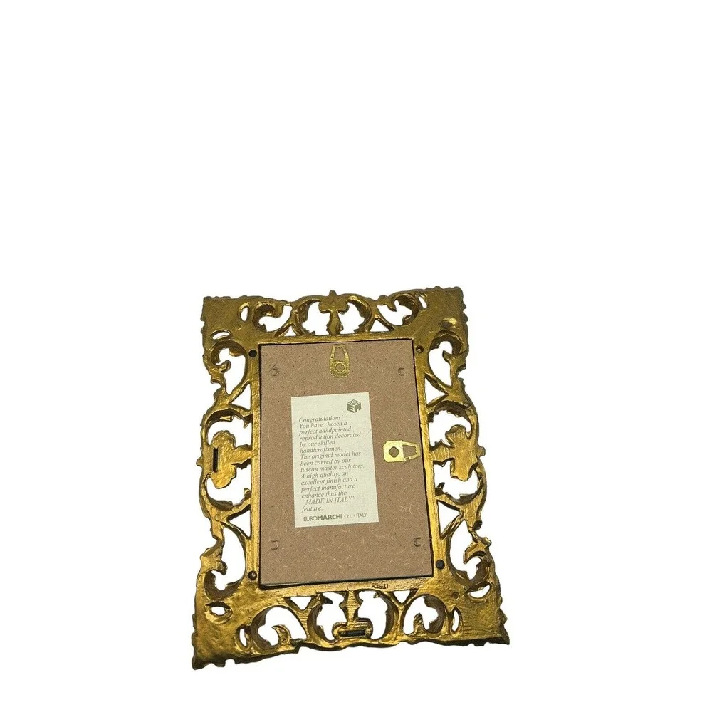 Vintage Euromarchi Gold Accent Mirror Hollywood Regency Made In Italy 8 1/2”x7”